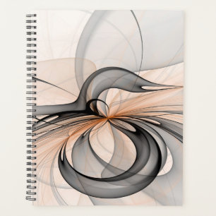Abstract Anthracite Gray Sienna Modern Fractal Art Planner