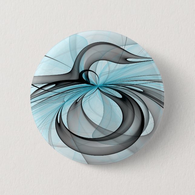 Abstract Anthracite Grey Blue Modern Fractal Art 6 Cm Round Badge (Front)