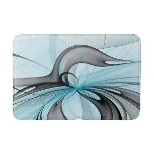 Abstract Anthracite Grey Blue Modern Fractal Art Bath Mat