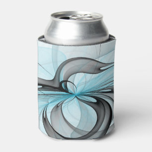 Abstract Anthracite Grey Blue Modern Fractal Art Can Cooler