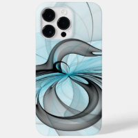 Abstract Anthracite Grey Blue Modern Fractal Art