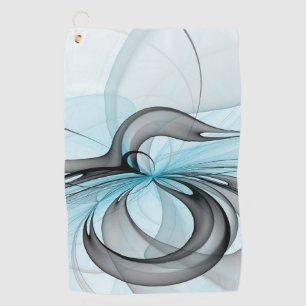 Abstract Anthracite Grey Blue Modern Fractal Art Golf Towel