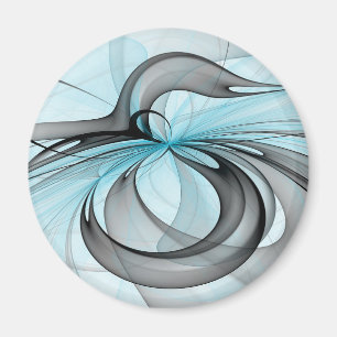 Abstract Anthracite Grey Blue Modern Fractal Art Magnet