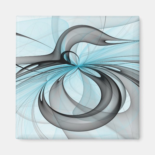 Abstract Anthracite Grey Blue Modern Fractal Art Magnet (Front)