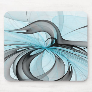 Abstract Anthracite Grey Blue Modern Fractal Art Mouse Mat