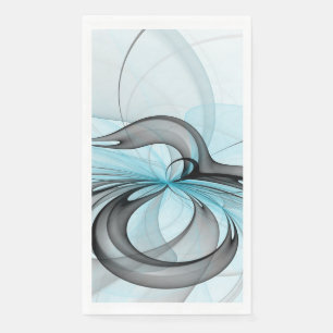 Abstract Anthracite Grey Blue Modern Fractal Art Napkin