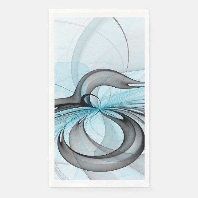 Abstract Anthracite Grey Blue Modern Fractal Art Napkin (Front)