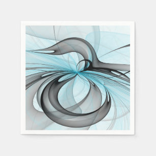 Abstract Anthracite Grey Blue Modern Fractal Art Napkin