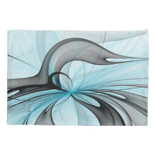 Abstract Anthracite Grey Blue Modern Fractal Art Pillowcase