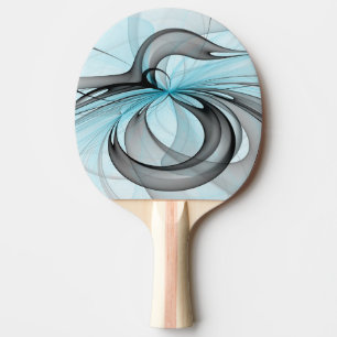 Abstract Anthracite Grey Blue Modern Fractal Art Ping Pong Paddle