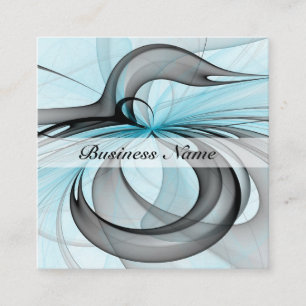 Abstract Anthracite Grey Blue Modern Fractal Art Square Business Card