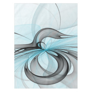 Abstract Anthracite Grey Blue Modern Fractal Art Tablecloth