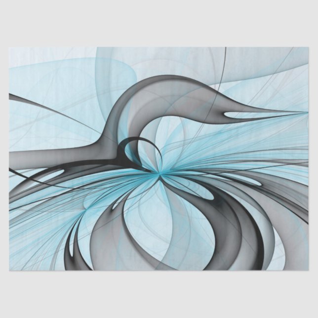 Abstract Anthracite Grey Blue Modern Fractal Art Tissue Paper (Front)
