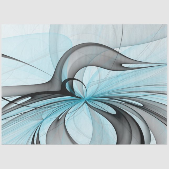 Abstract Anthracite Grey Blue Modern Fractal Art Tissue Paper (Front)