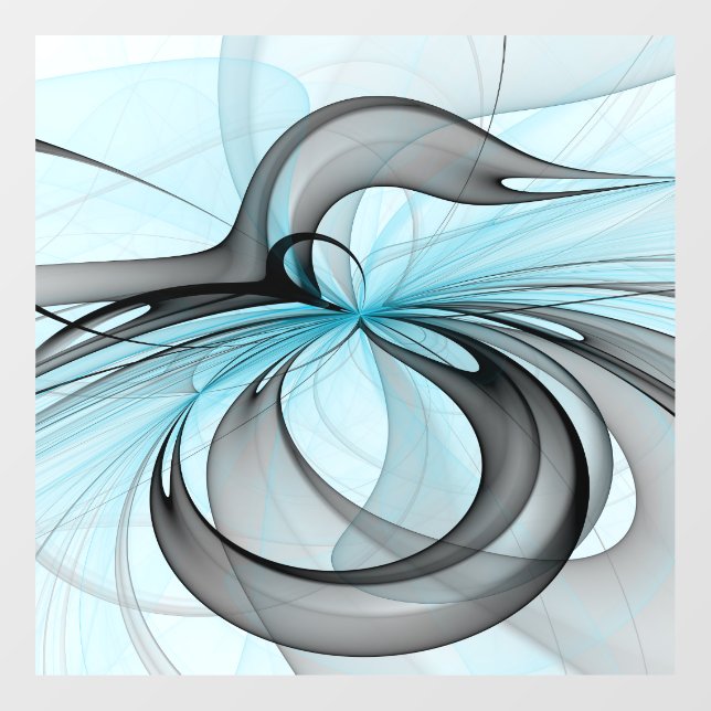 Abstract Anthracite Grey Blue Modern Fractal Art Window Cling (Sheet)