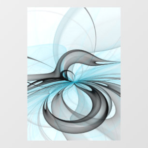 Abstract Anthracite Grey Blue Modern Fractal Art Window Cling