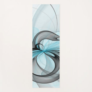 Abstract Anthracite Grey Blue Modern Fractal Art Yoga Mat
