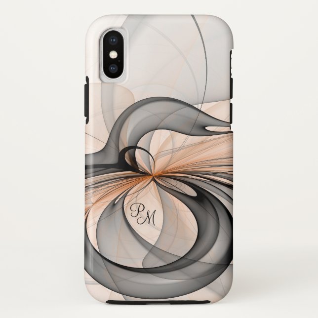Abstract Anthracite Grey Sienna Fractal Monogram Case-Mate iPhone Case (Back)