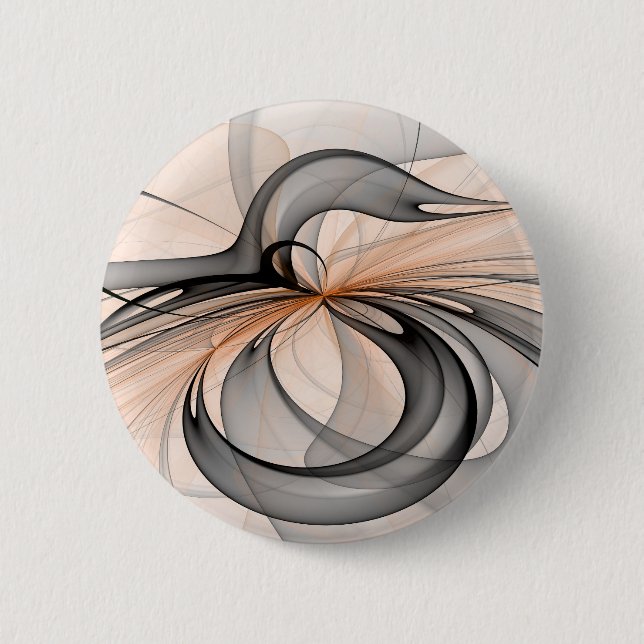 Abstract Anthracite Grey Sienna Modern Fractal Art 6 Cm Round Badge (Front)