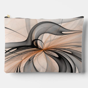Abstract Anthracite Grey Sienna Modern Fractal Art Accessory Pouch