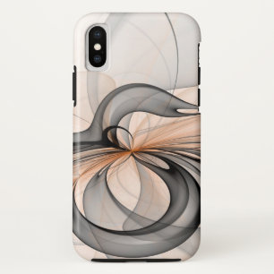 Abstract Anthracite Grey Sienna Modern Fractal Art iPhone X Case