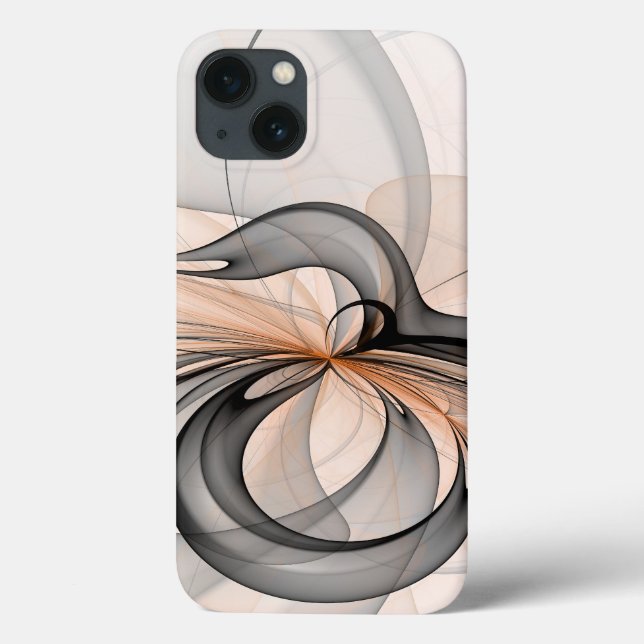 Abstract Anthracite Grey Sienna Modern Fractal Art Case-Mate iPhone Case (Back)