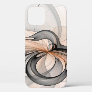 Abstract Anthracite Grey Sienna Modern Fractal Art iPhone 12 Pro Case