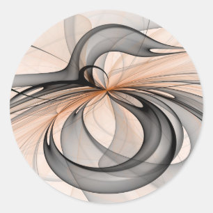 Abstract Anthracite Grey Sienna Modern Fractal Art Classic Round Sticker