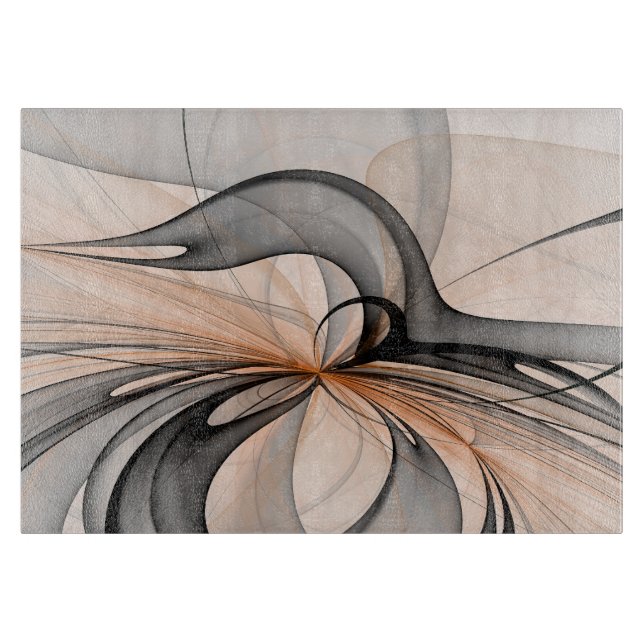 Abstract Anthracite Grey Sienna Modern Fractal Art Cutting Board (Front)