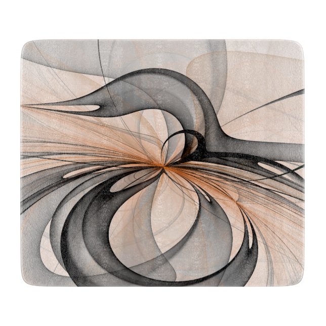 Abstract Anthracite Grey Sienna Modern Fractal Art Cutting Board (Front)