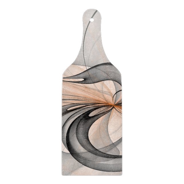 Abstract Anthracite Grey Sienna Modern Fractal Art Cutting Board (Front)
