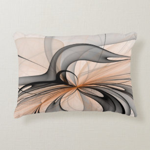 Abstract Anthracite Grey Sienna Modern Fractal Art Decorative Cushion