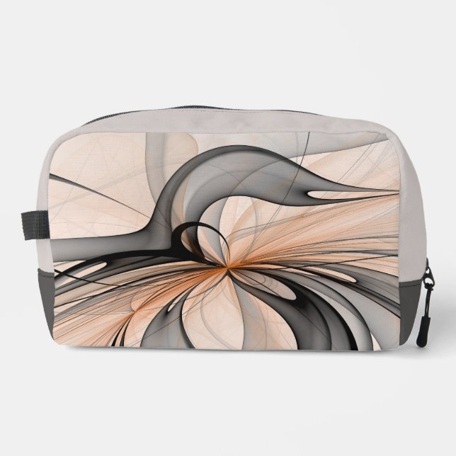 Abstract Anthracite Grey Sienna Modern Fractal Art Dopp Kit (Front)