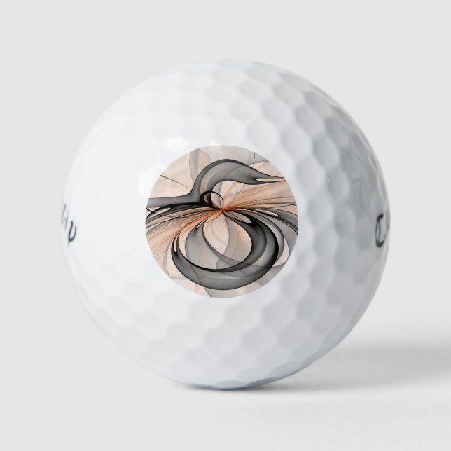 Abstract Anthracite Grey Sienna Modern Fractal Art Golf Balls (Front)