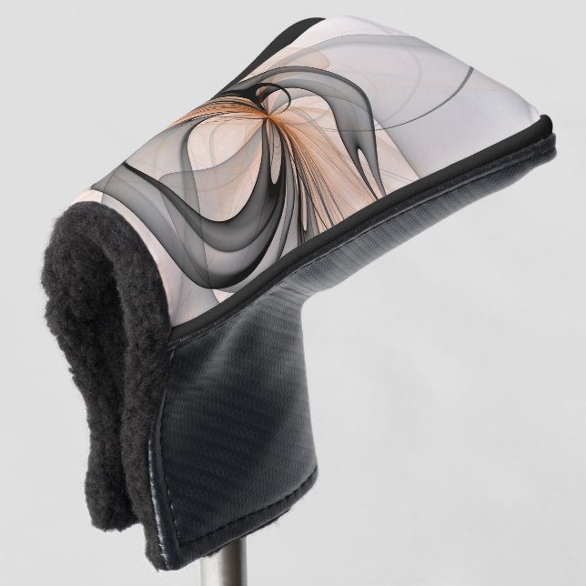 Abstract Anthracite Grey Sienna Modern Fractal Art Golf Head Cover (3/4 Front)