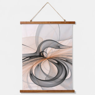 Abstract Anthracite Grey Sienna Modern Fractal Art Hanging Tapestry