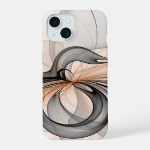 Abstract Anthracite Grey Sienna Modern Fractal Art iPhone 15 Case
