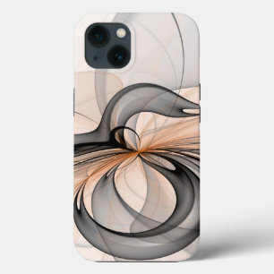 Abstract Anthracite Grey Sienna Modern Fractal Art iPhone 13 Case
