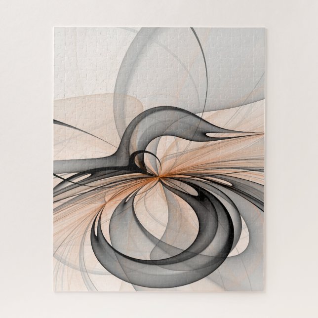 Abstract Anthracite Grey Sienna Modern Fractal Art Jigsaw Puzzle (Vertical)