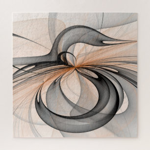Abstract Anthracite Grey Sienna Modern Fractal Art Jigsaw Puzzle