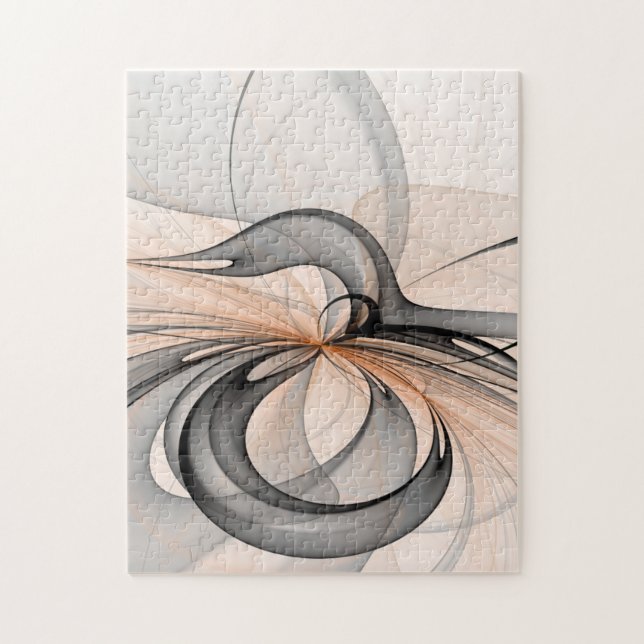 Abstract Anthracite Grey Sienna Modern Fractal Art Jigsaw Puzzle (Vertical)
