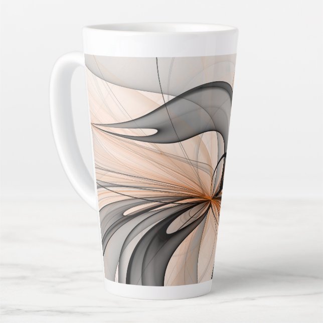 Abstract Anthracite Grey Sienna Modern Fractal Art Latte Mug (Left Angle)