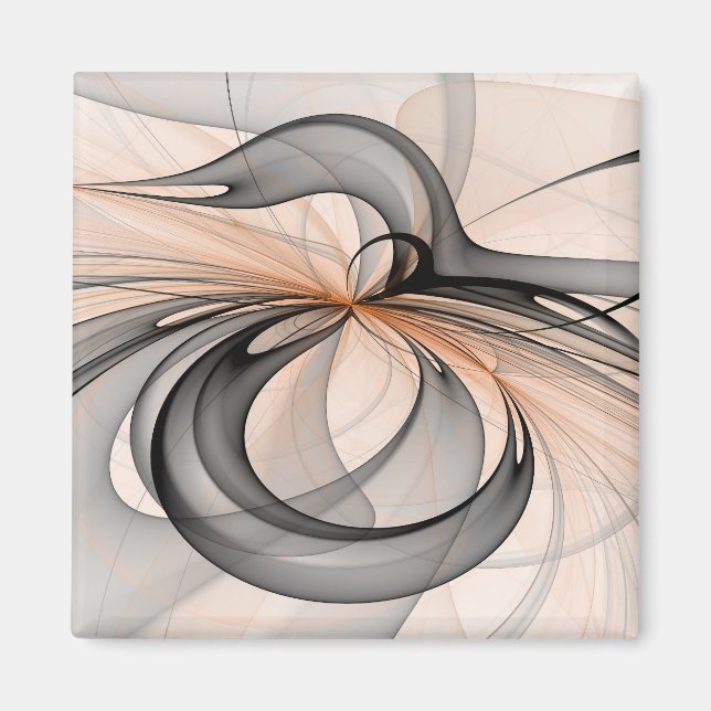 Abstract Anthracite Grey Sienna Modern Fractal Art Magnet (Front)