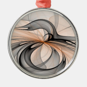 Abstract Anthracite Grey Sienna Modern Fractal Art Metal Tree Decoration