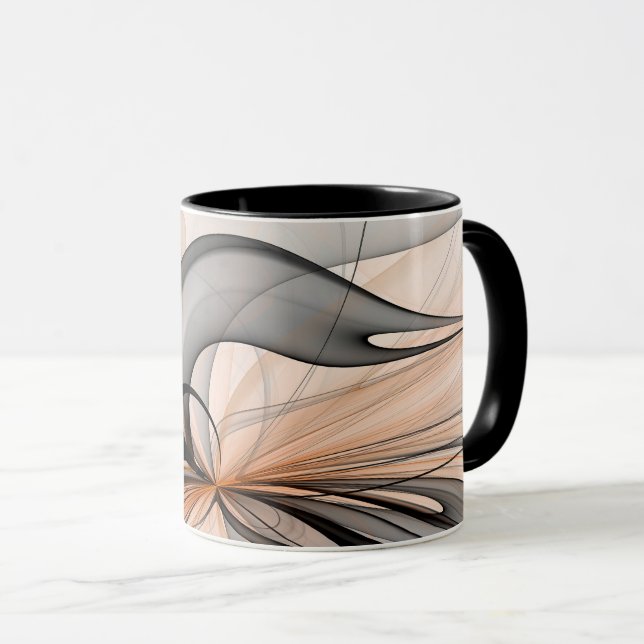 Abstract Anthracite Grey Sienna Modern Fractal Art Mug (Front Right)