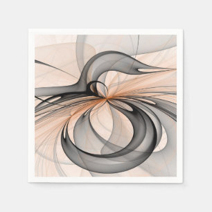 Abstract Anthracite Grey Sienna Modern Fractal Art Napkin