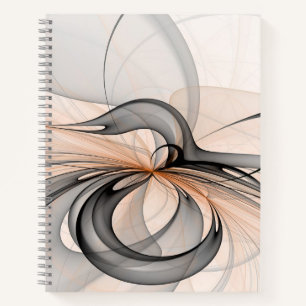 Abstract Anthracite Grey Sienna Modern Fractal Art Notebook