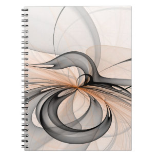 Abstract Anthracite Grey Sienna Modern Fractal Art Notebook