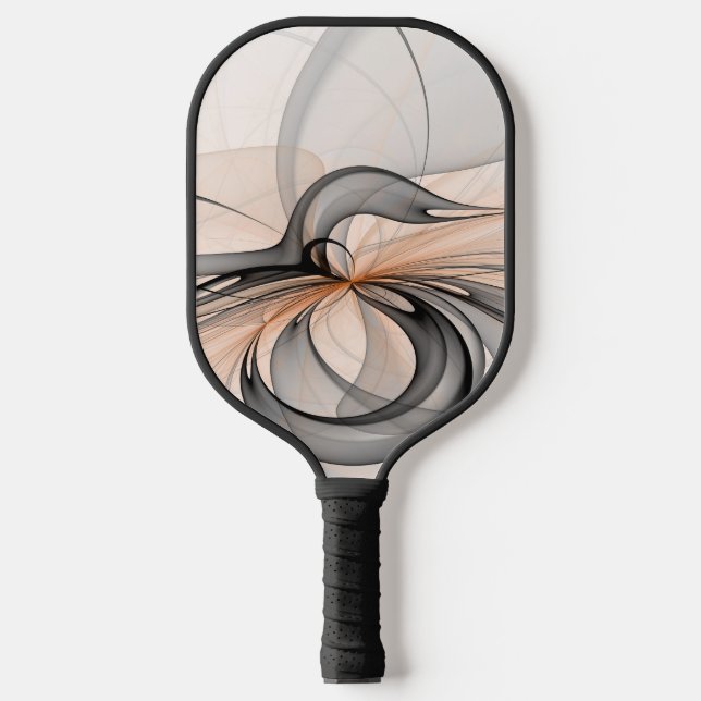Abstract Anthracite Grey Sienna Modern Fractal Art Pickleball Paddle (Front)