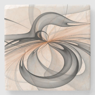 Abstract Anthracite Grey Sienna Modern Fractal Art Stone Coaster